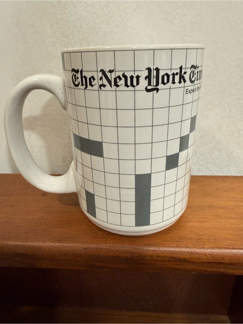 The NewYork Times Expect The World Crossword Ceramic Mug - White with Gray Grid